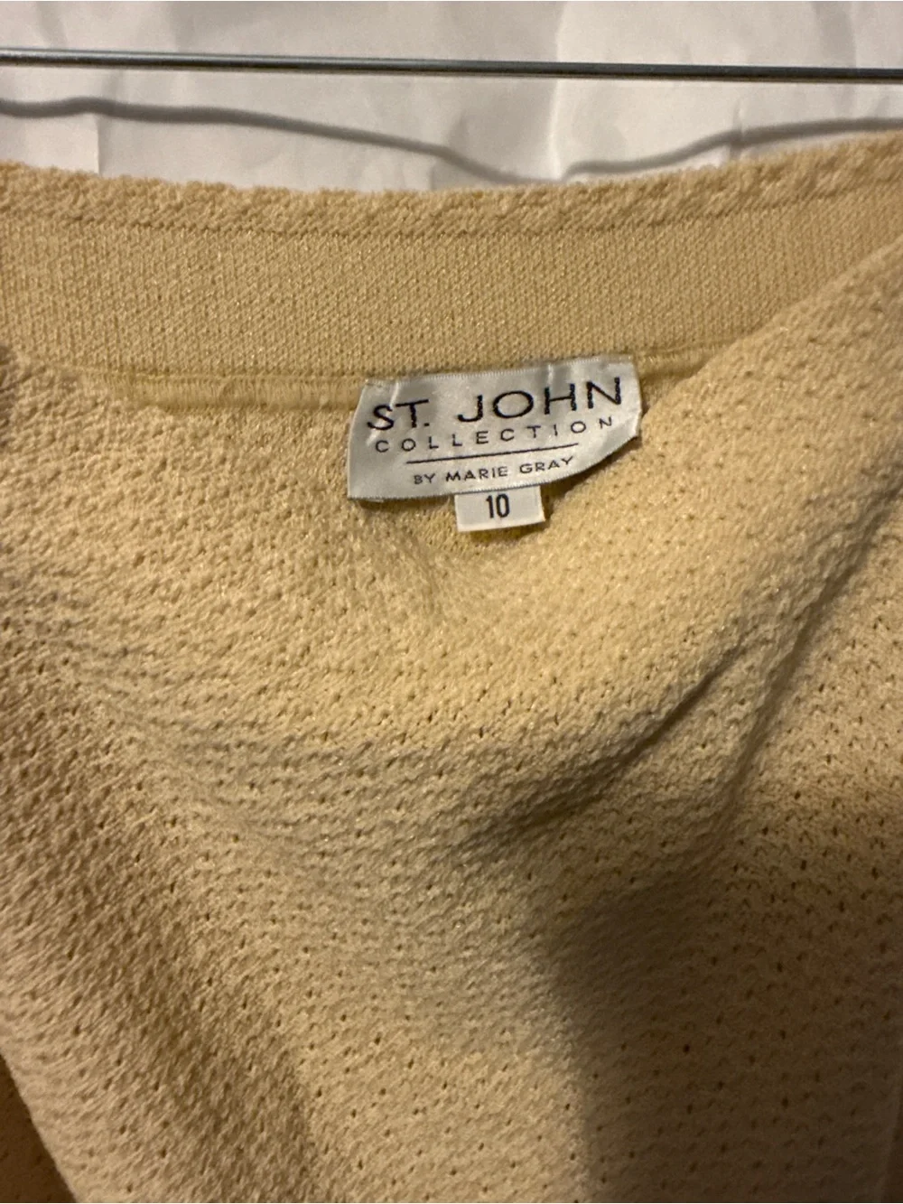 St. John Collection Cream Knit Crewneck Sweater